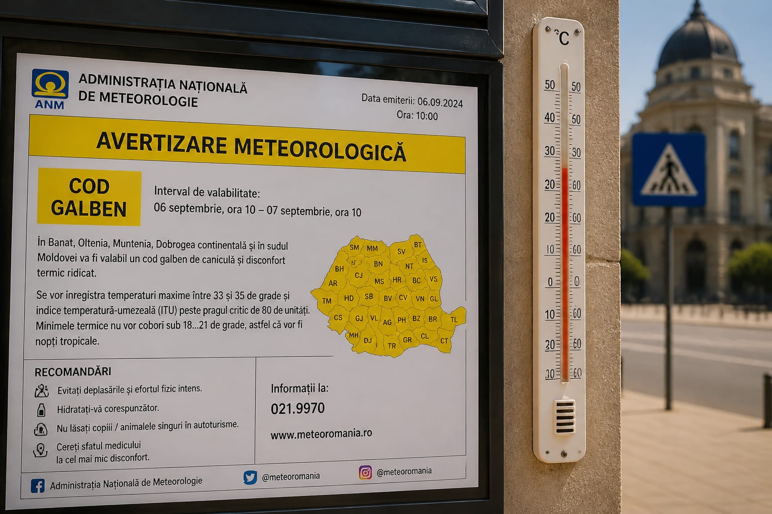 Cod galben de caniculă în aproape toată țara sâmbătă, cu maxime de 36 de grade