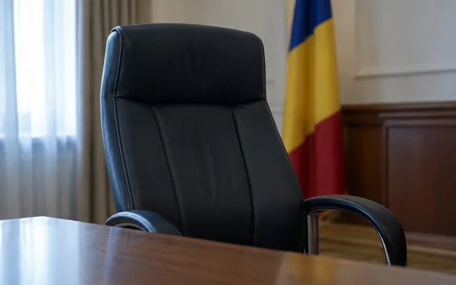 Birou gol cu steagul României după anunțarea unor demisii oficiale