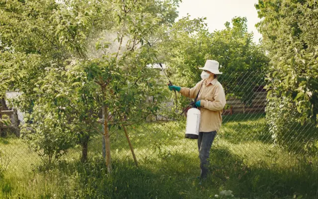 Persoană respectând noile obligații pesticide