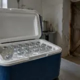 Flacoane de vaccin în lada frigorifică